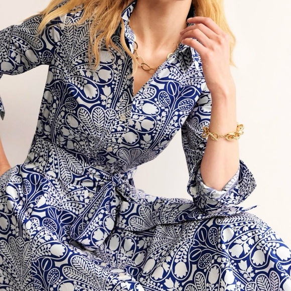 Boden | Dresses | Boden Amy Floral Long Sleeve Cotton Shirt Dress Size 222  L | Poshmark